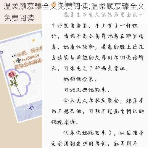 温柔顾慕臻全文免费阅读;温柔顾慕臻全文免费阅读