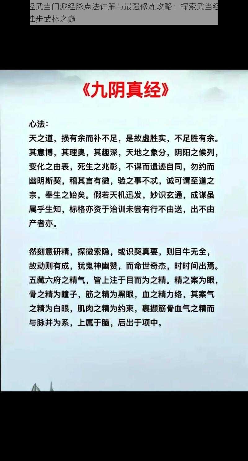 九阴真经武当门派经脉点法详解与最强修炼攻略：探索武当经脉秘术，助您独步武林之巅