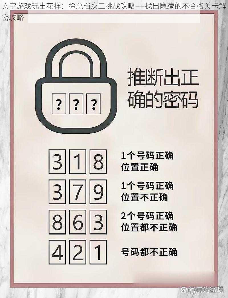 文字游戏玩出花样：徐总档次二挑战攻略——找出隐藏的不合格关卡解密攻略