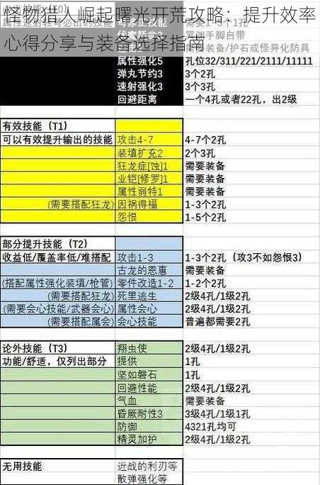 怪物猎人崛起曙光开荒攻略：提升效率心得分享与装备选择指南