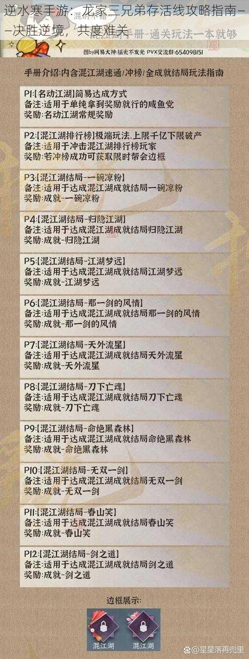 逆水寒手游：龙家三兄弟存活线攻略指南——决胜逆境，共度难关