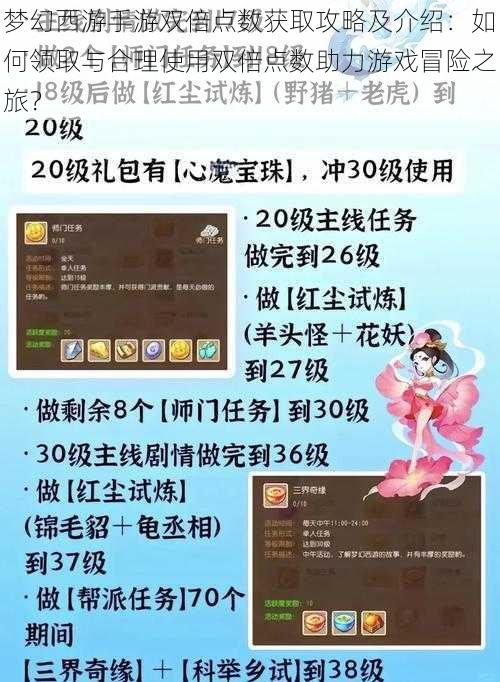 梦幻西游手游双倍点数获取攻略及介绍：如何领取与合理使用双倍点数助力游戏冒险之旅？