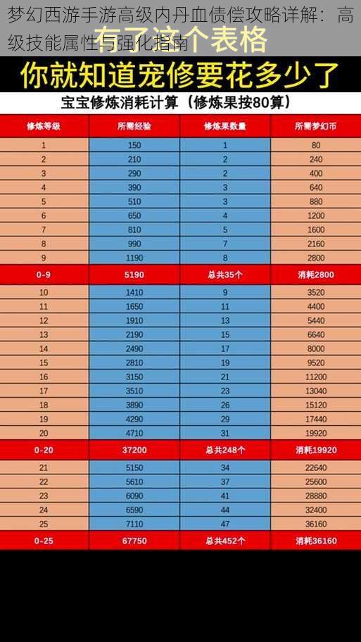 梦幻西游手游高级内丹血债偿攻略详解：高级技能属性与强化指南