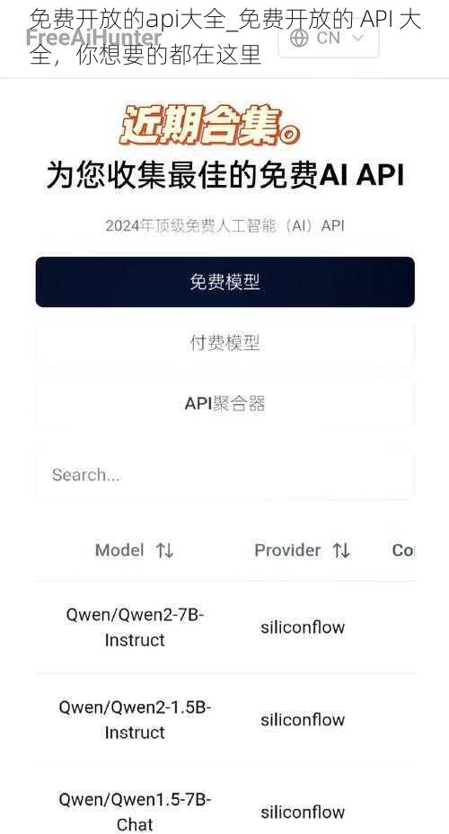 免费开放的api大全_免费开放的 API 大全，你想要的都在这里