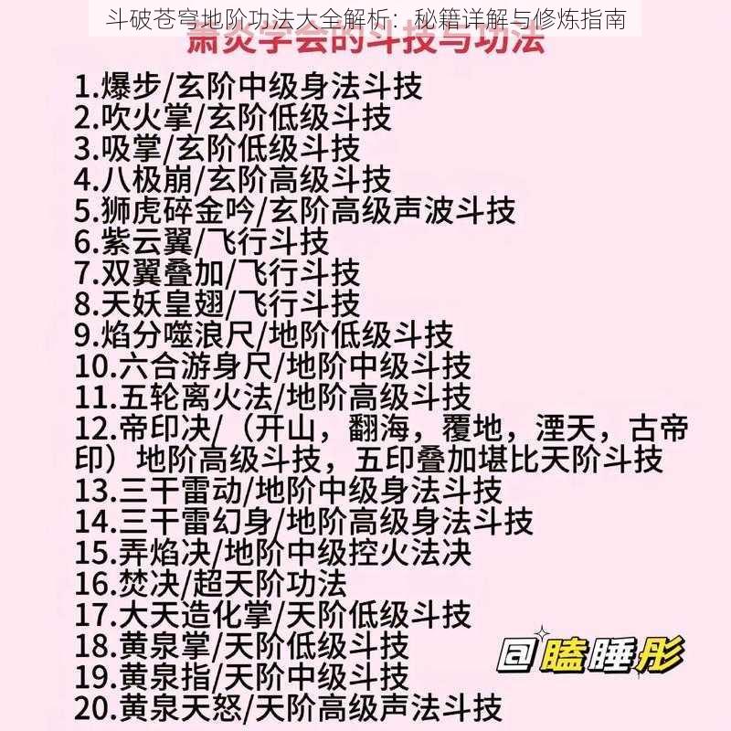 斗破苍穹地阶功法大全解析：秘籍详解与修炼指南