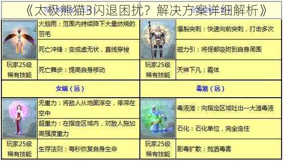 《太极熊猫3闪退困扰？解决方案详细解析》